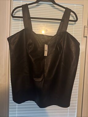 Lane Bryant Black Faux Leather/scuba fitted sweetheart neckline Tank